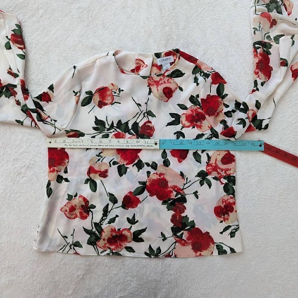 Carmen Marc Valvo Floral Long Sleeve Blouse - Picture 9 of 14
